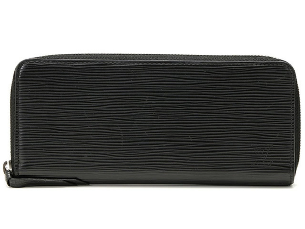 LOUIS VUITTON Round Long Wallet Portefeuille Clemence Epi Noir Black